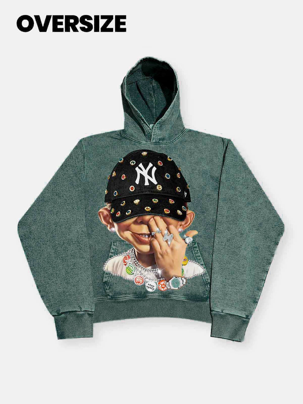 Modern Hip Hop Çocuk Unisex Kapüşonlu Sweatshirt