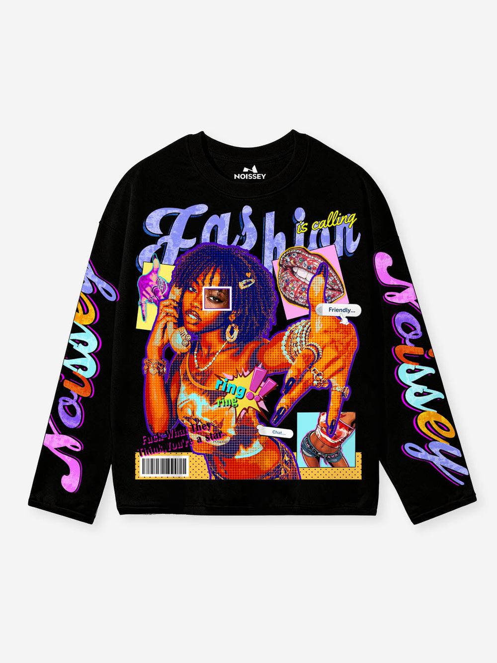 Pop Kolaj Siyah Unisex Uzun Kollu Tişört