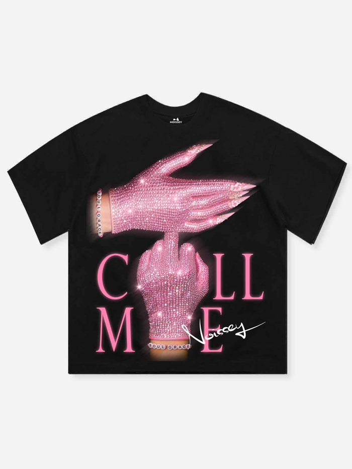 CALL ME Siyah Unisex Tişört
