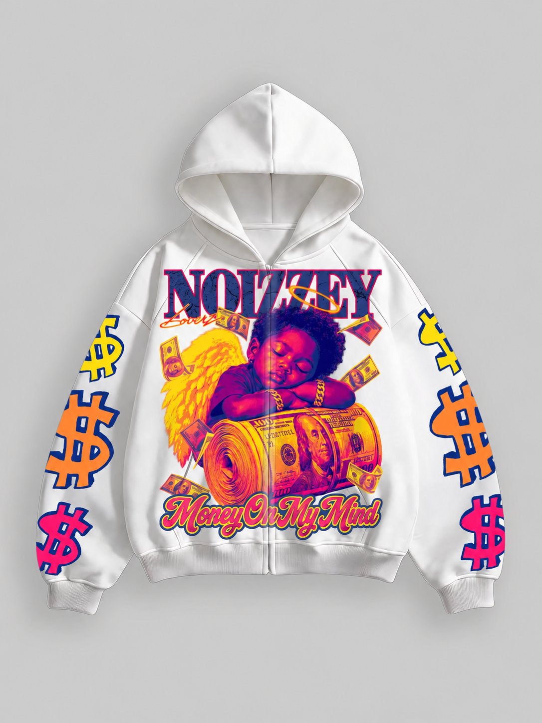 Money On My Mind Siyah Unisex Fermuarlı Sweatshirt