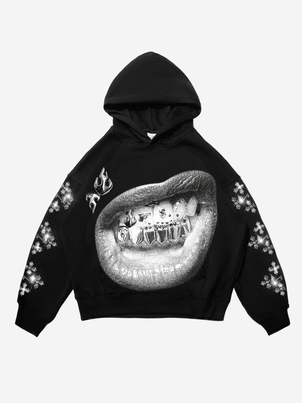 Dudak Diş Arma Unisex Kapüşonlu Sweatshirt