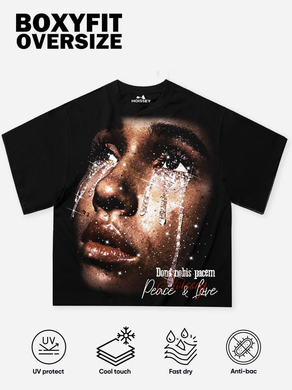 Peace & Love Siyah Unisex Tişört