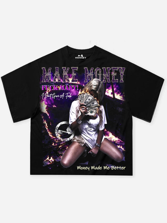 Make Money Ateş Kız Siyah Unisex Tişört