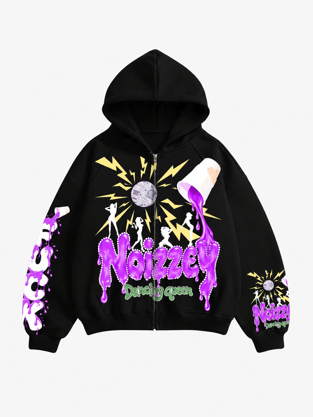Dancing Queen Siyah Unisex Fermuarlı Sweatshirt