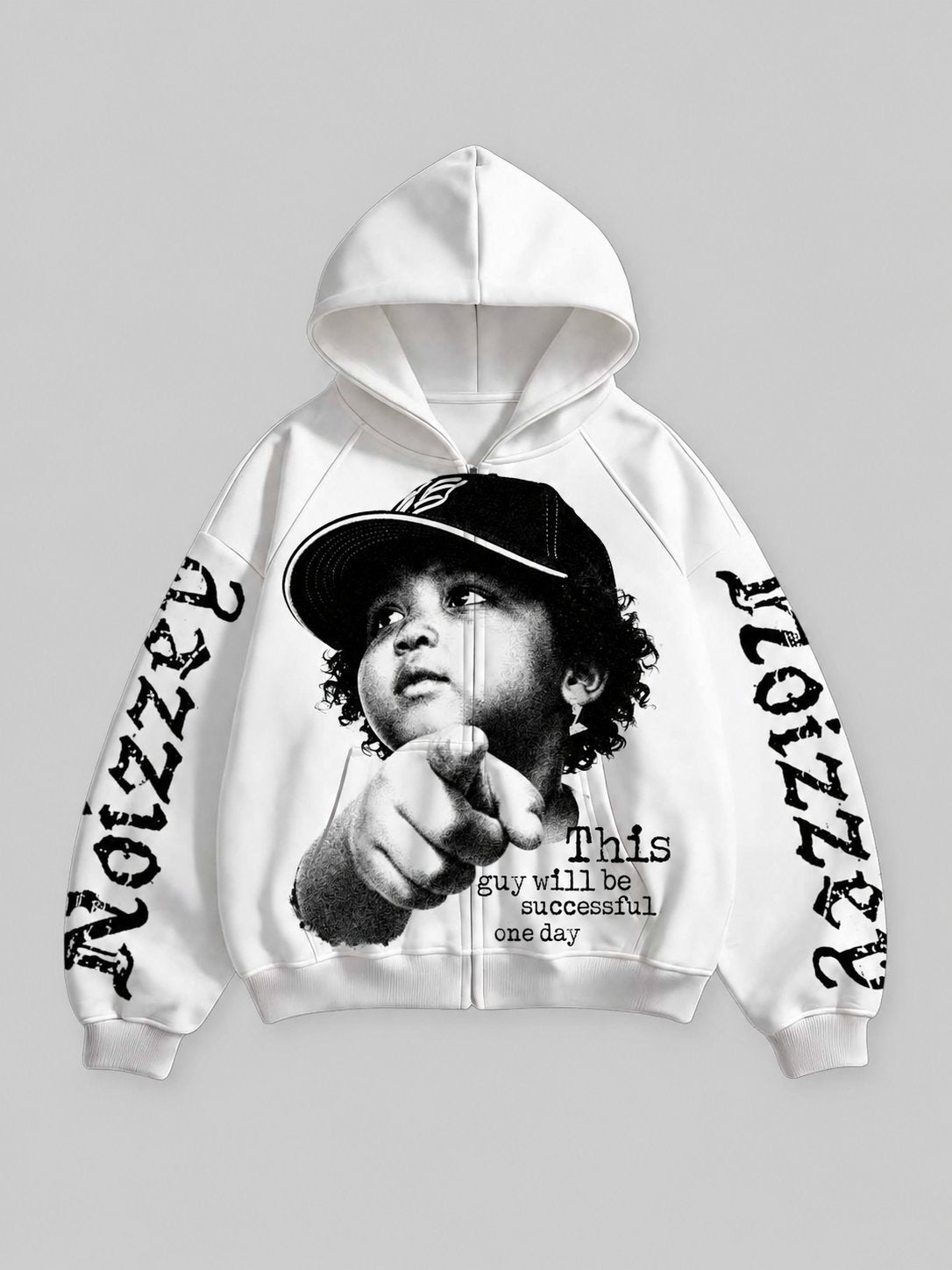 Future Success Beyaz Unisex Fermuarlı Sweatshirt