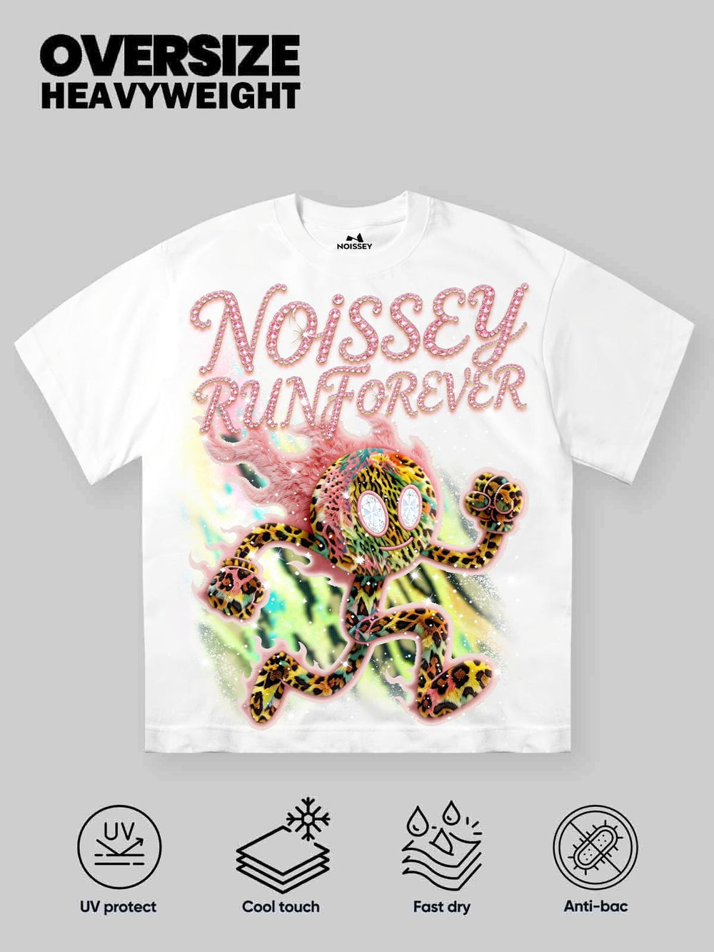 Run Forever Leopar Beyaz Unisex Tişört