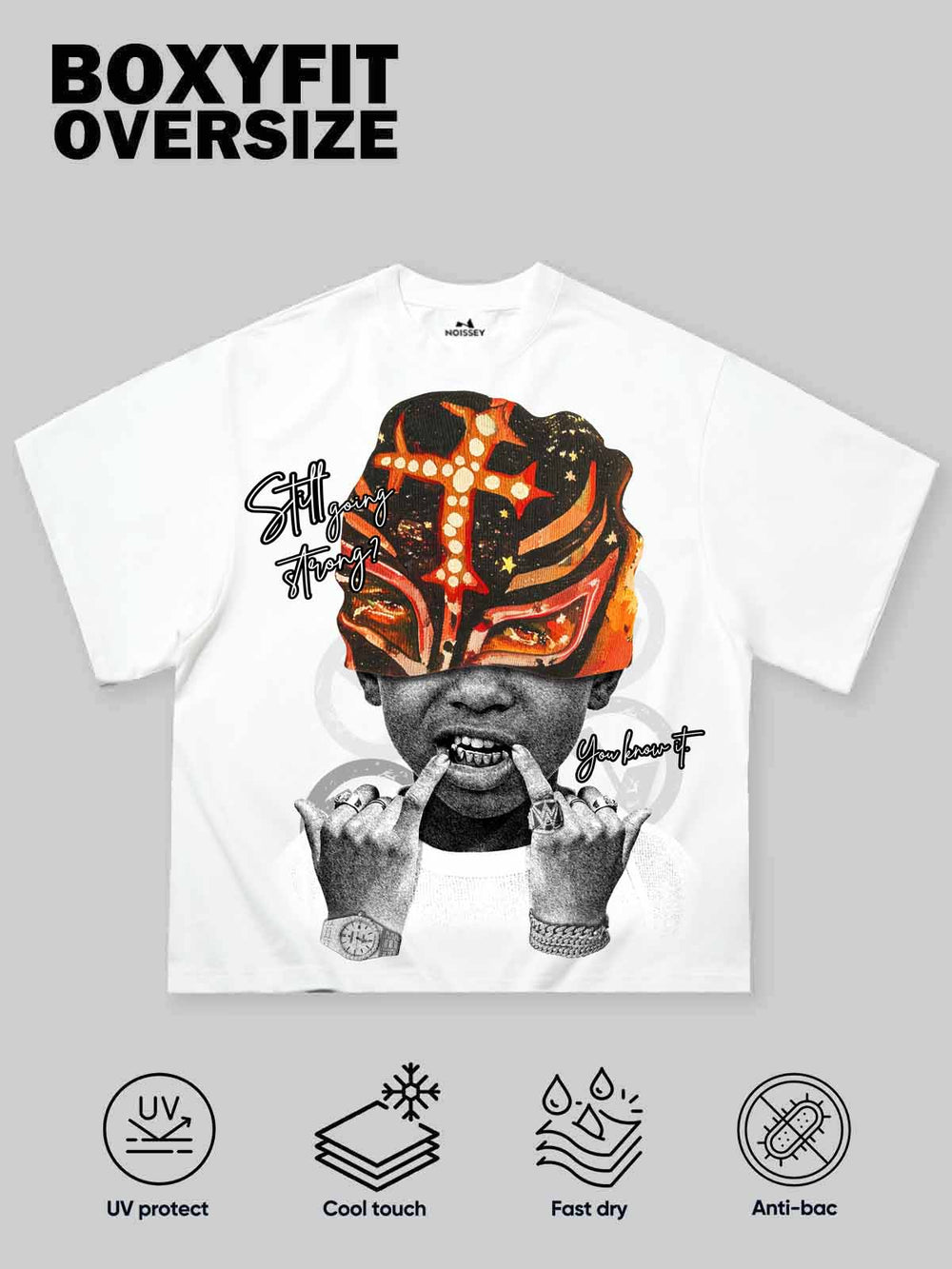 Lucha Maskeli Çocuk Beyaz Unisex Tişört