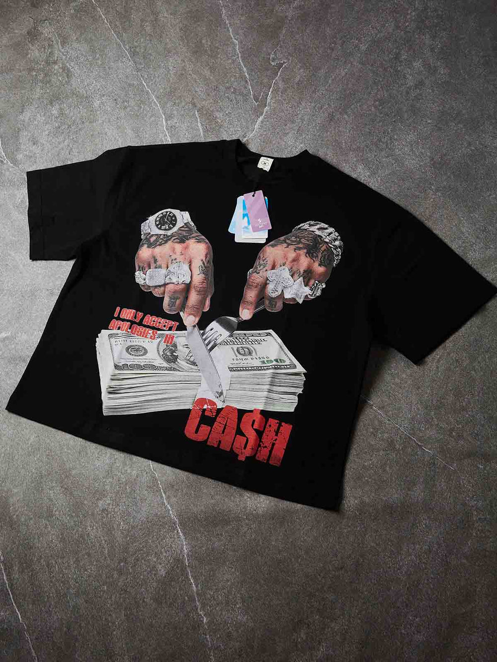 Cash Apology Siyah Unisex Tişört
