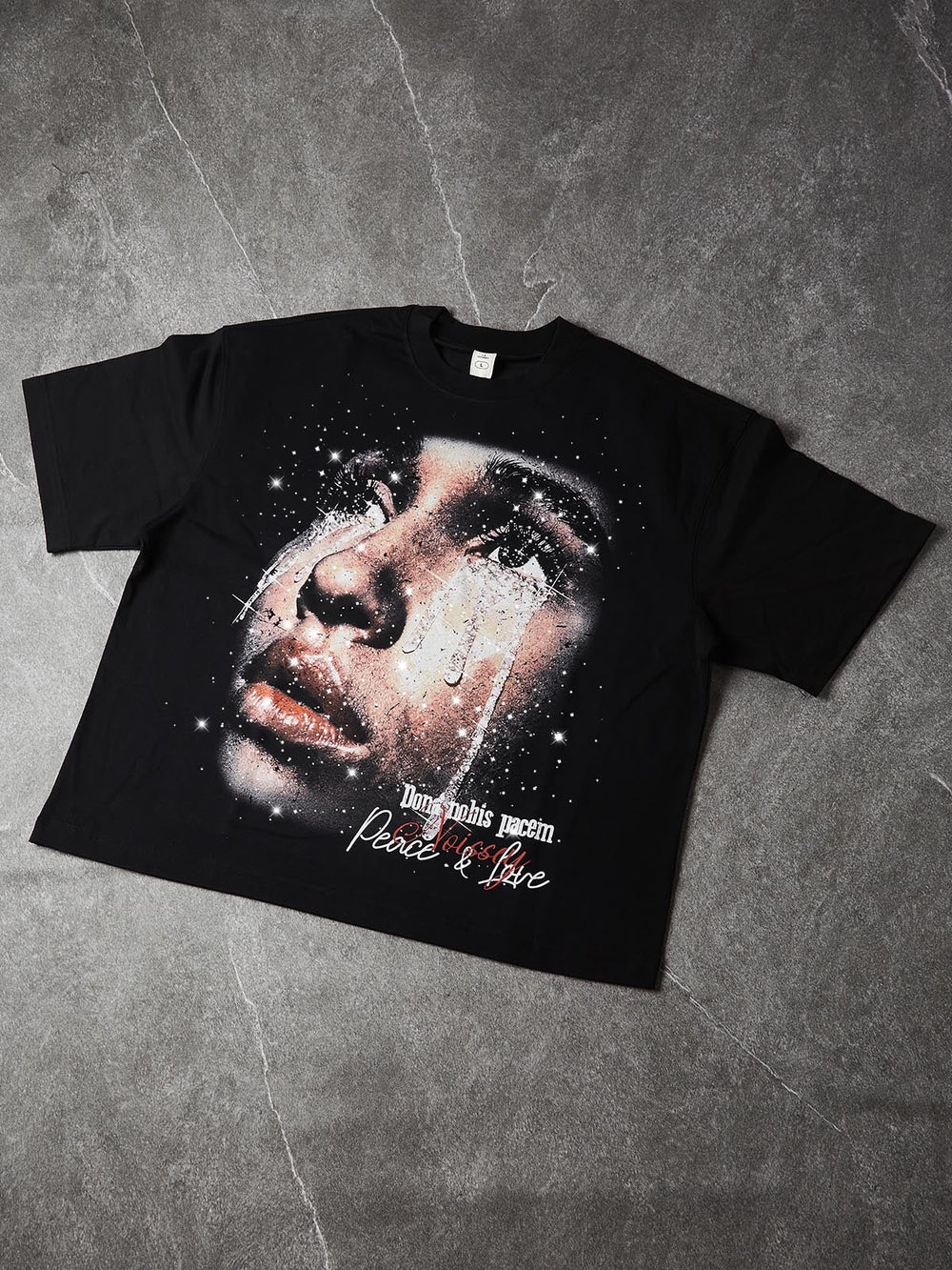 Peace & Love Siyah Unisex Tişört