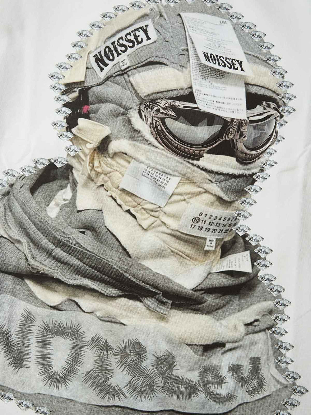 Beyaz Maske Kolaj Unisex Uzun Kollu Tişört