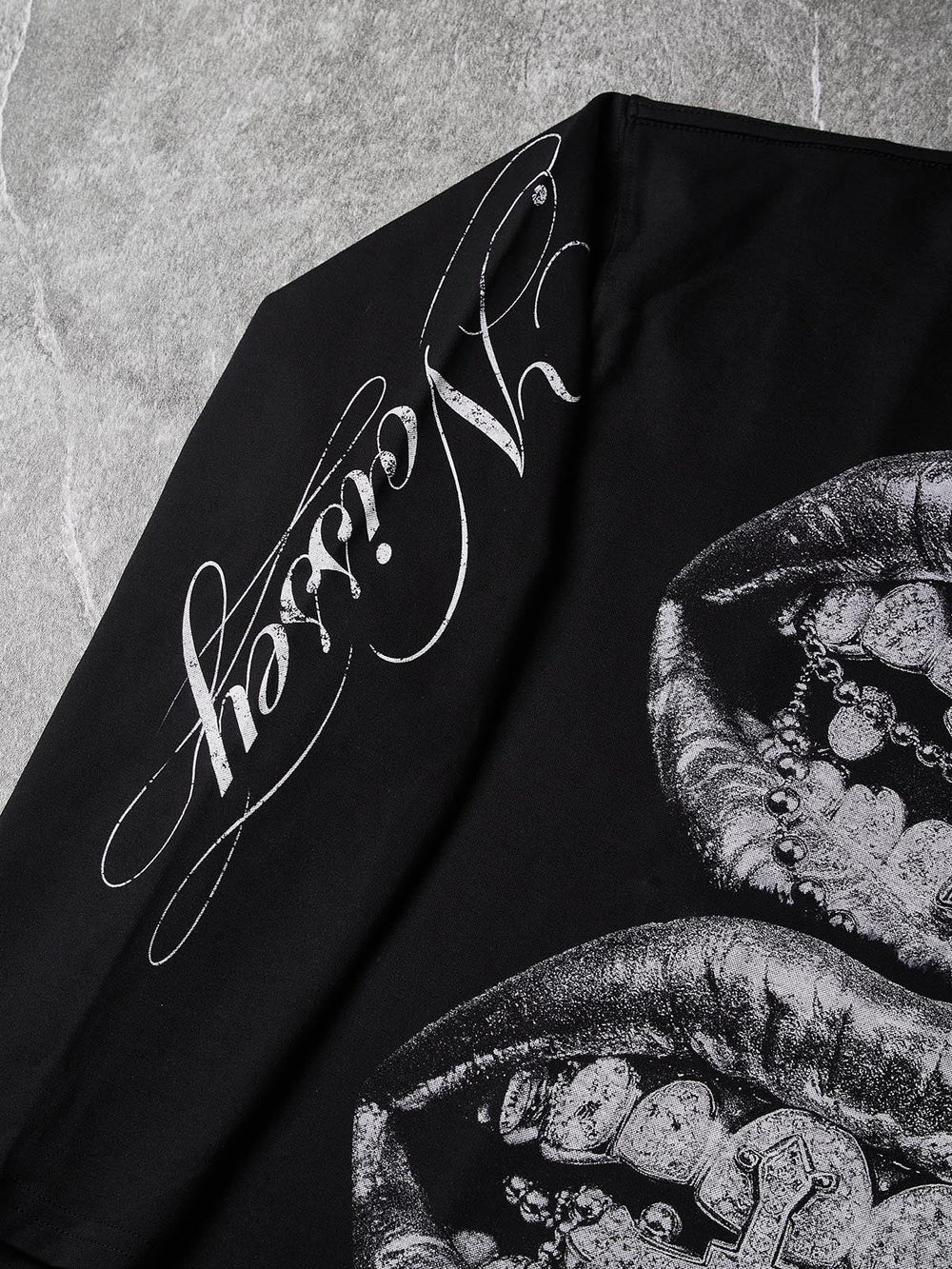 Silver Metallic Lips Unisex Uzun Kollu Tişört