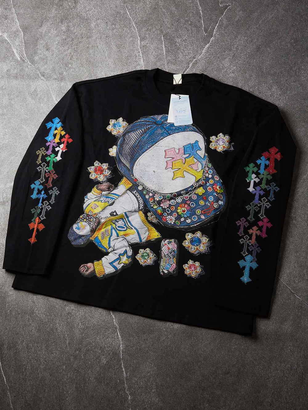 Mücevherli Hip Hop Şapka Unisex Uzun Kollu Tişört