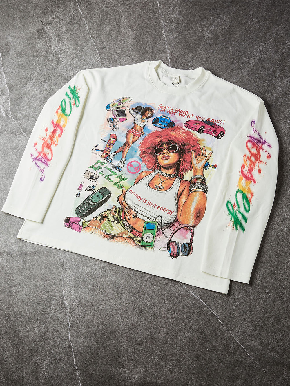 Retro Kadın Portre Unisex Uzun Kollu Tişört