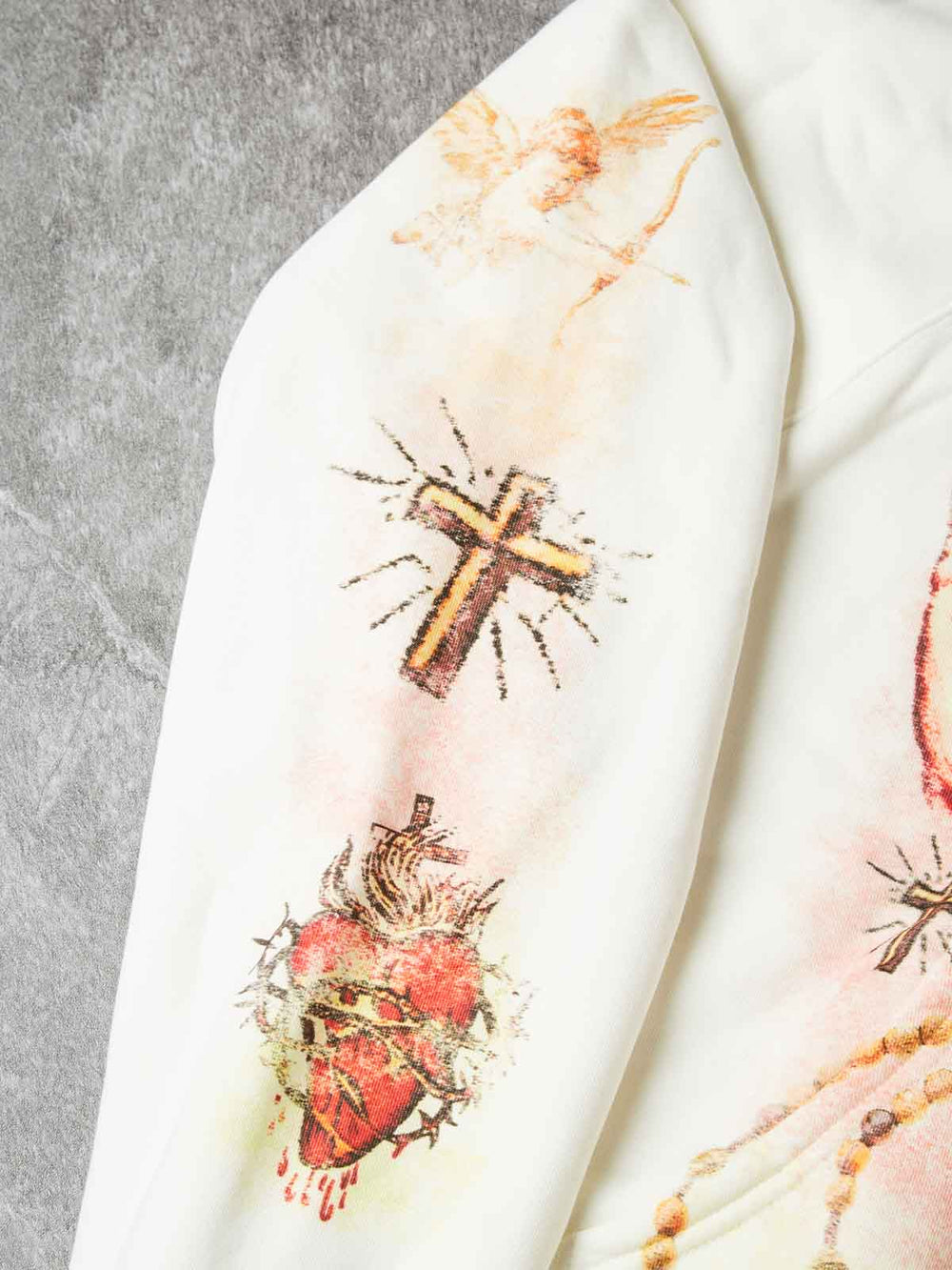 Kutsal Kalp Güvercin Beyaz Unisex Fermuarlı Sweatshirt