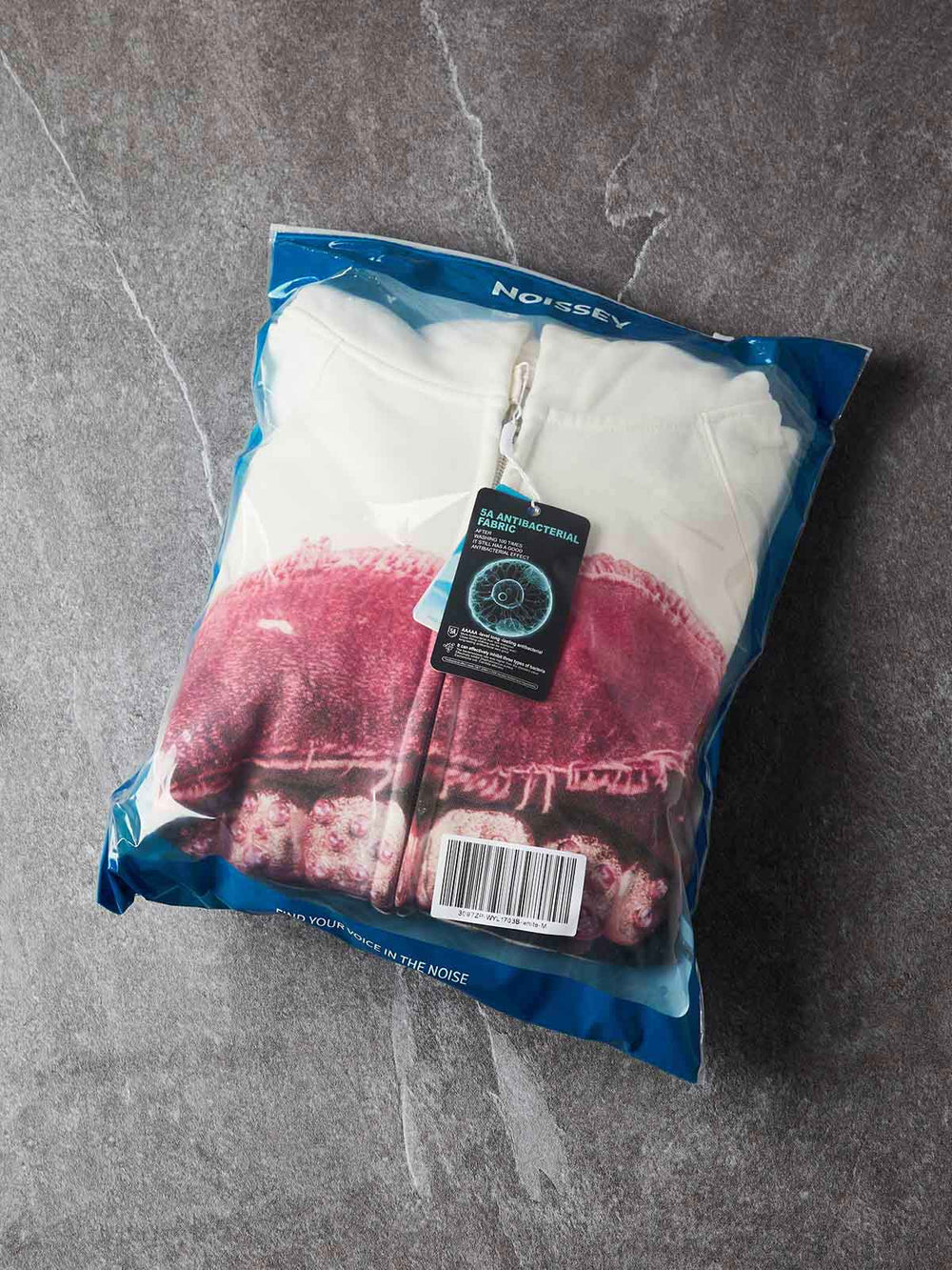 Eskitme Pembe Dudak Beyaz Unisex Fermuarlı Sweatshirt