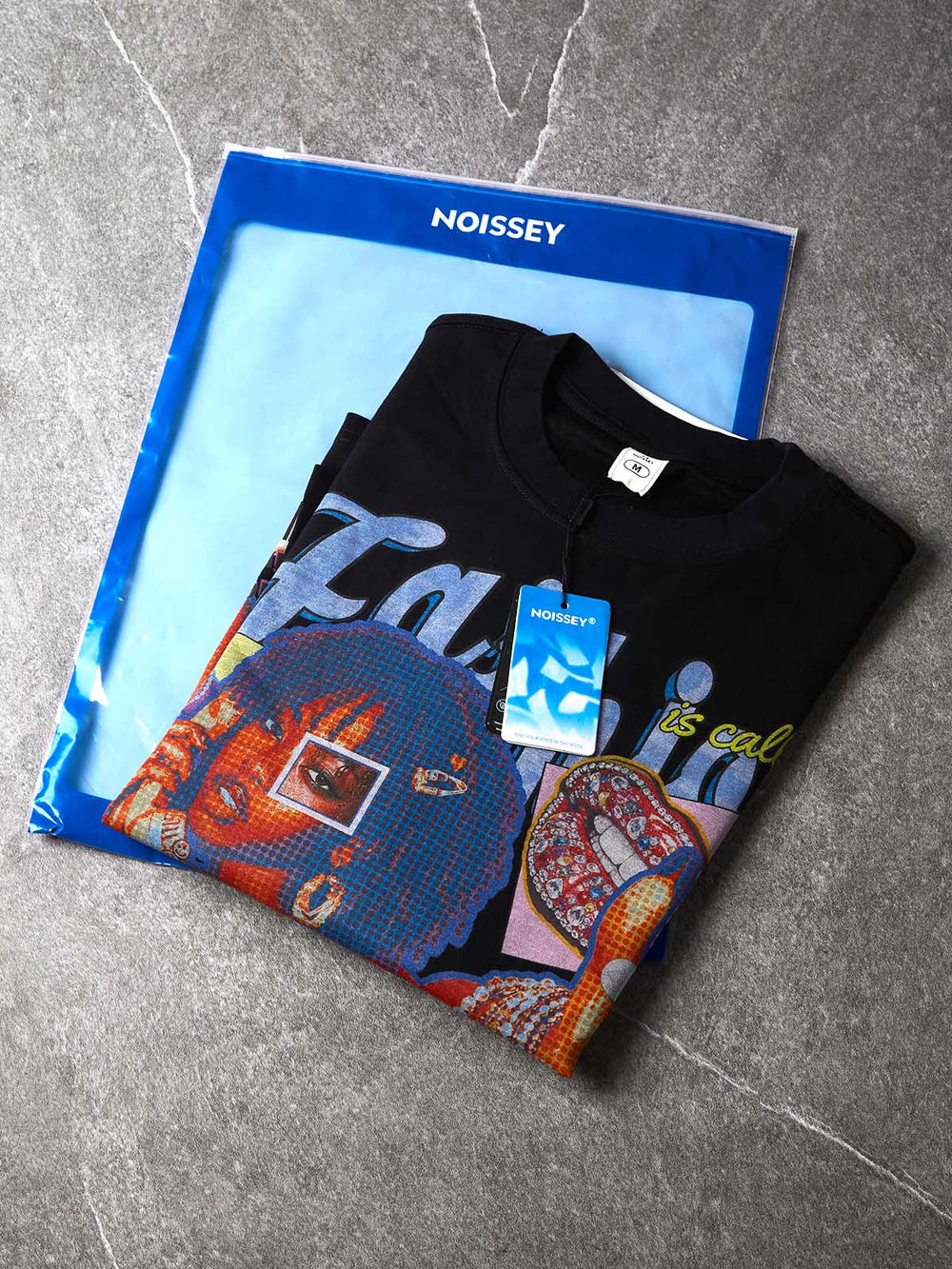 Pop Kolaj Siyah Unisex Uzun Kollu Tişört