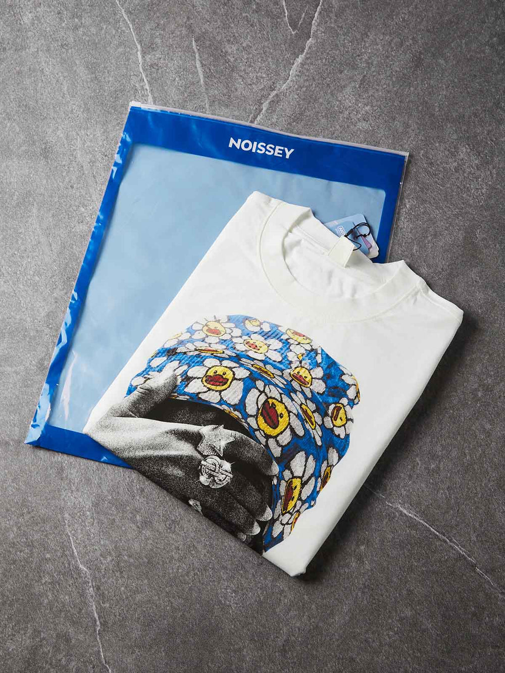 Mavi Bandanalı Çocuk Beyaz Unisex Tişört