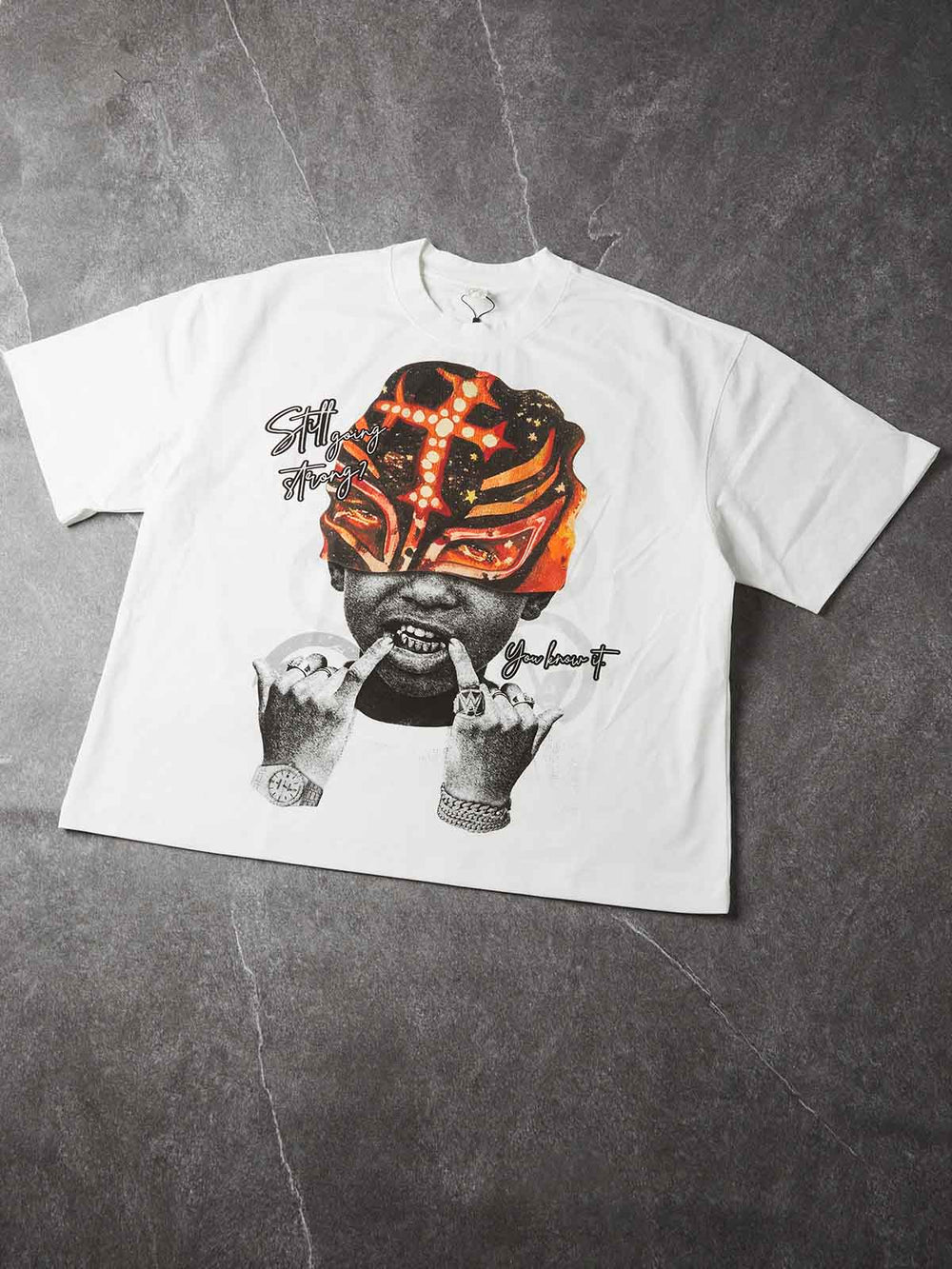 Lucha Maskeli Çocuk Beyaz Unisex Tişört