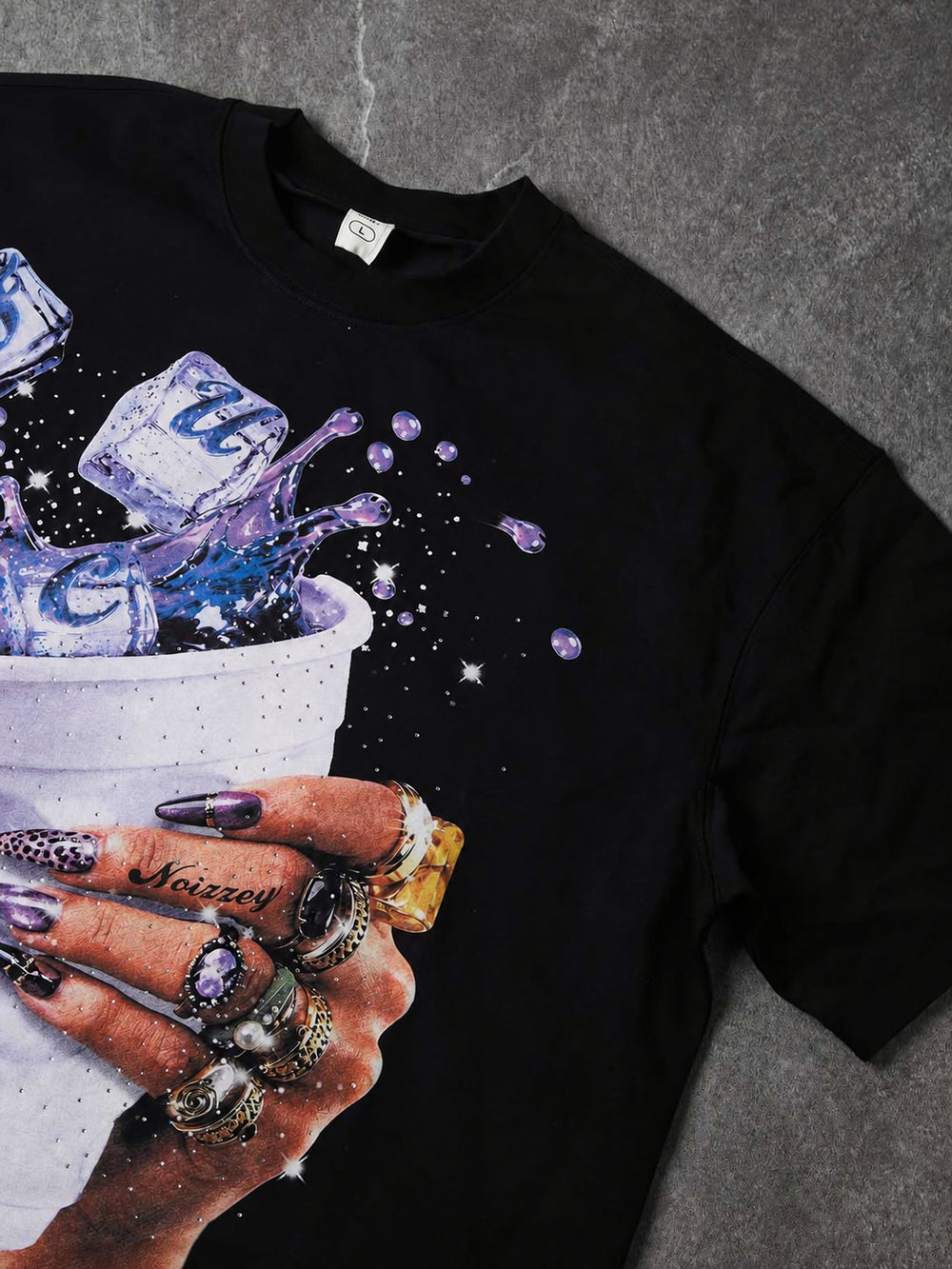 Mor Leopar Siyah Unisex Tişört