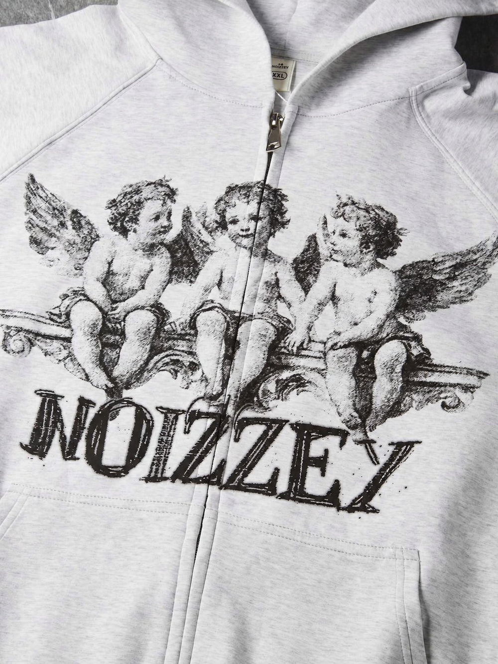 Angel Religion Gri Unisex Fermuarlı Sweatshirt