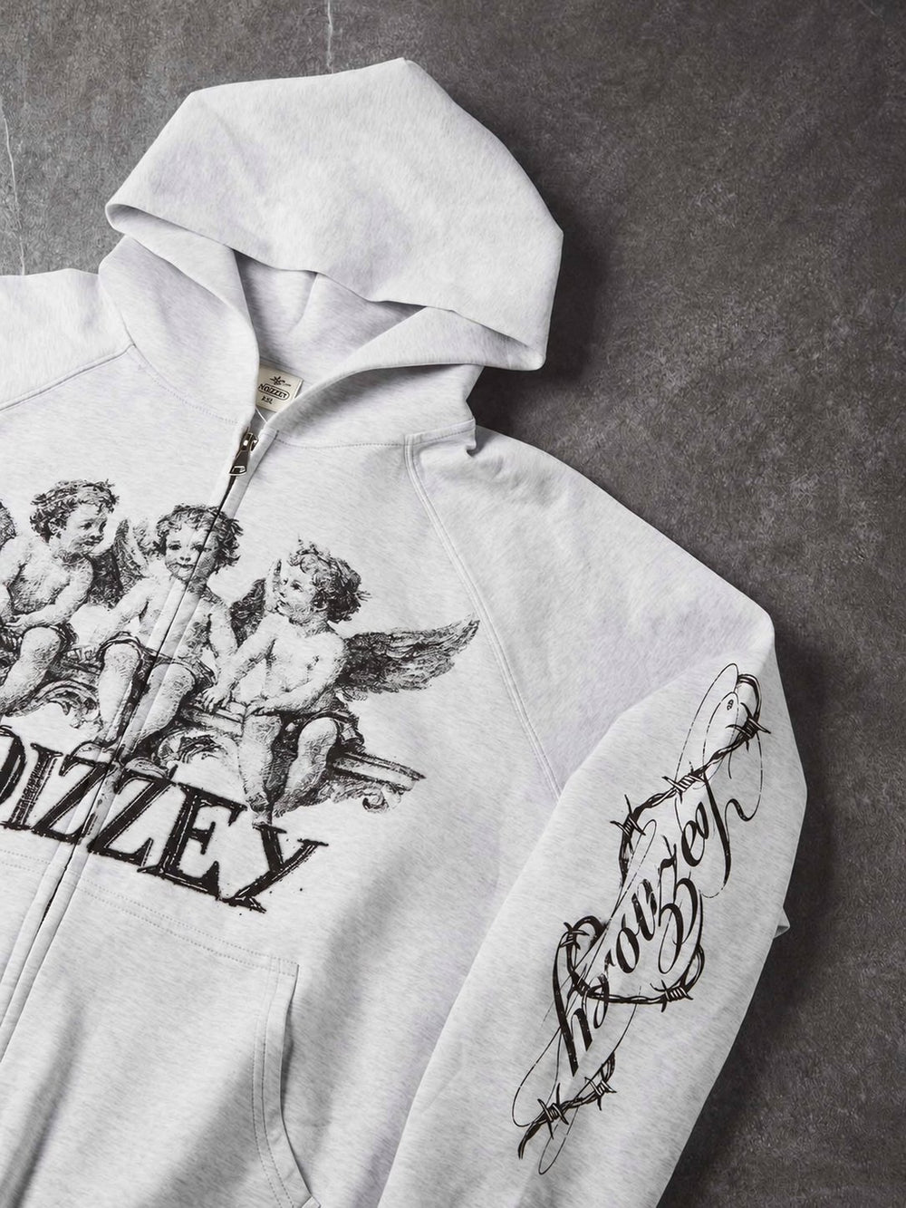 Angel Religion Gri Unisex Fermuarlı Sweatshirt
