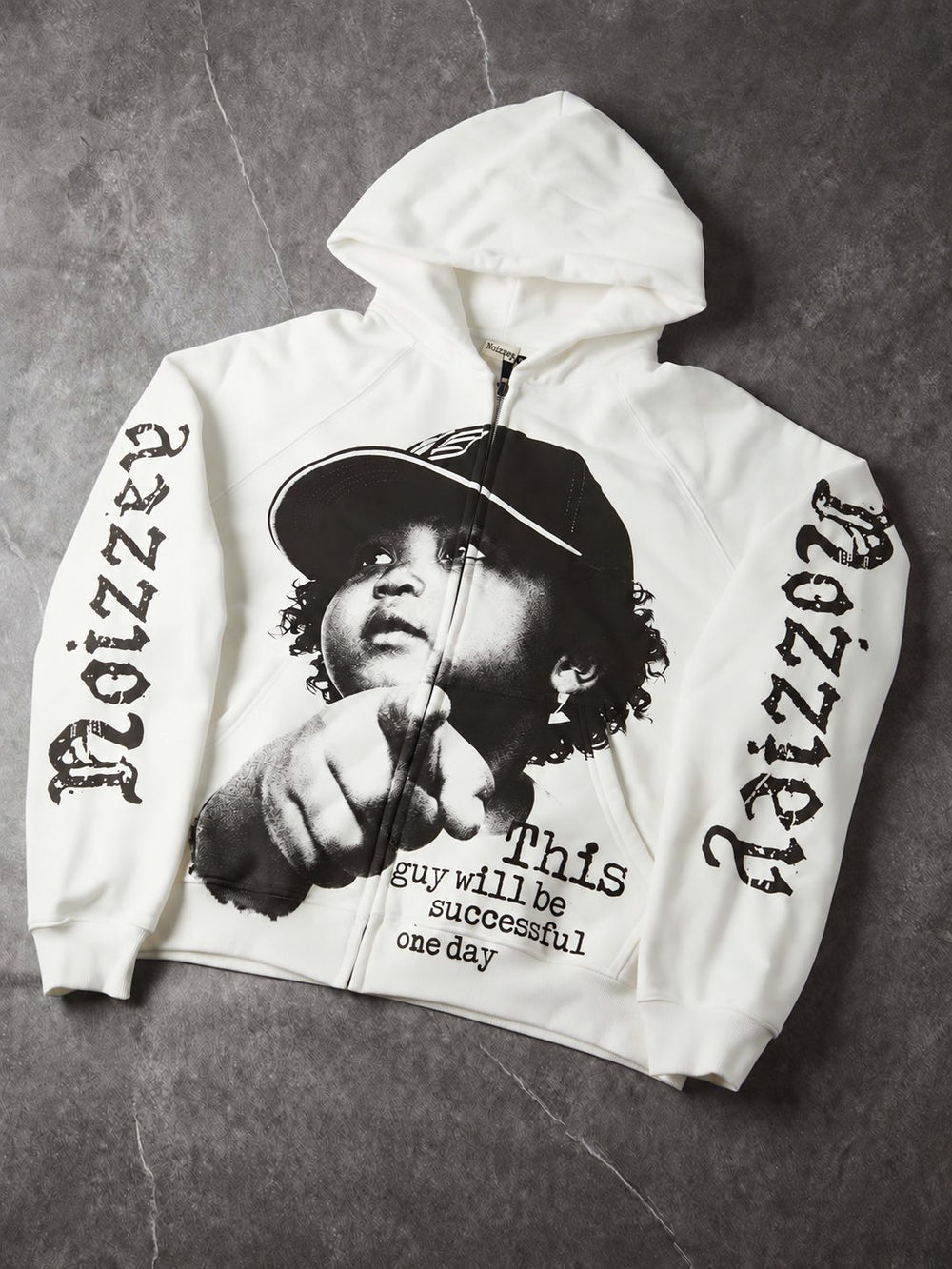 Future Success Beyaz Unisex Fermuarlı Sweatshirt