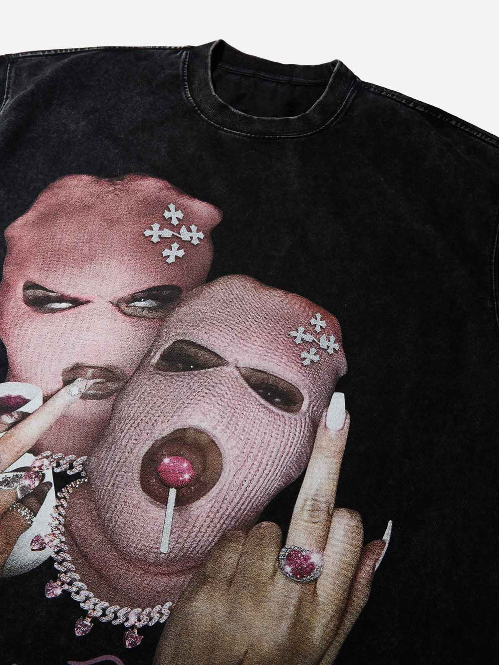 Pembe Çift Maske Unisex Tişört