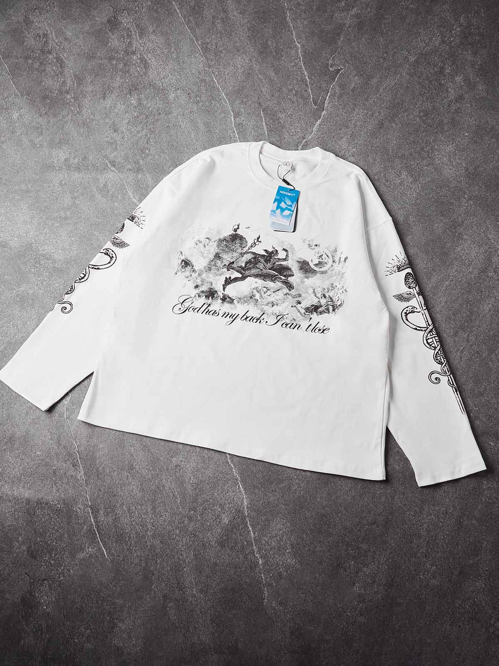 Divine Herald Beyaz Unisex Uzun Kollu Tişört