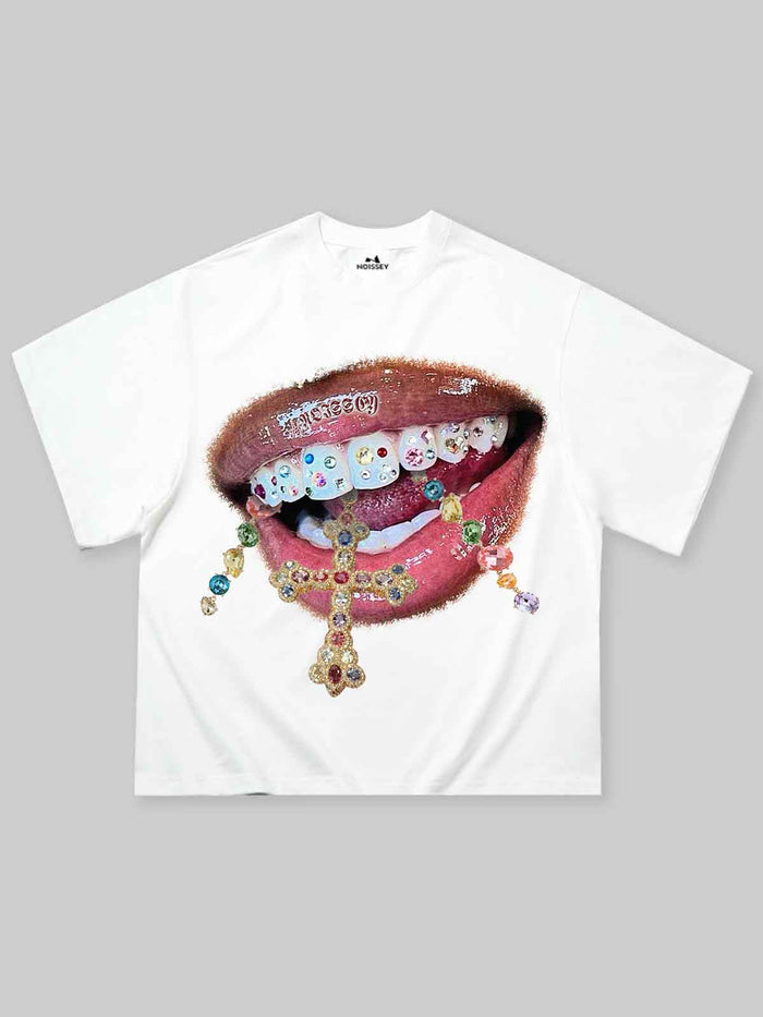 Pırlanta Haç Grillz" nletici Unisex Tişört