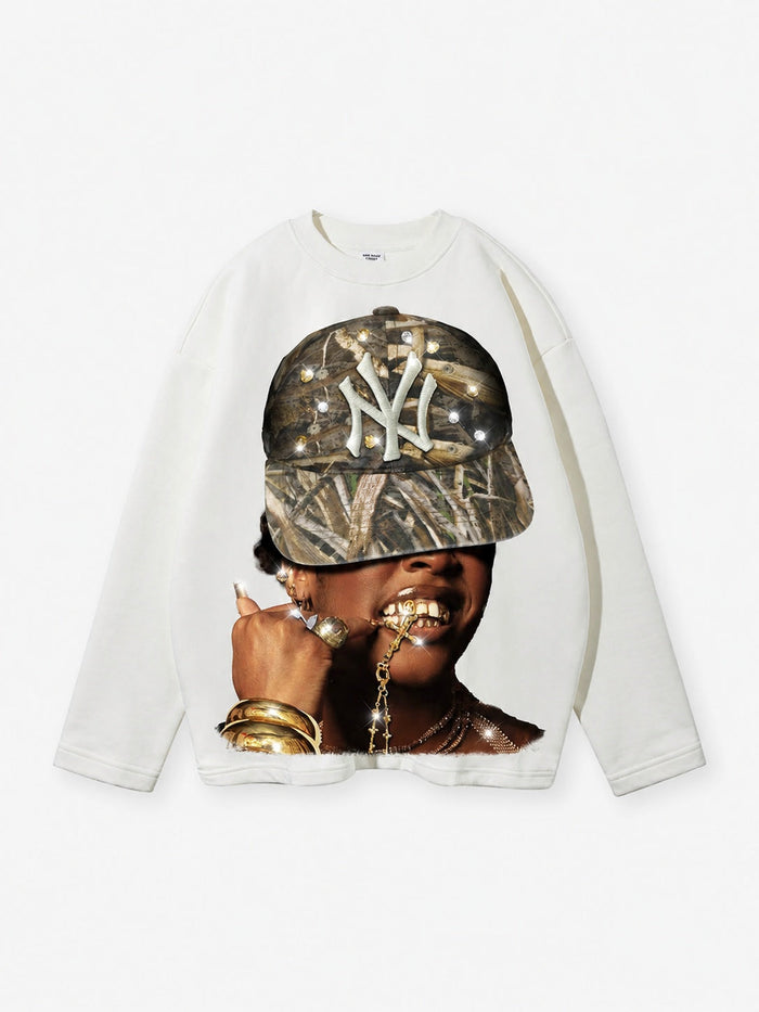 Rhinestone NY Unisex Uzun Kollu Tişört