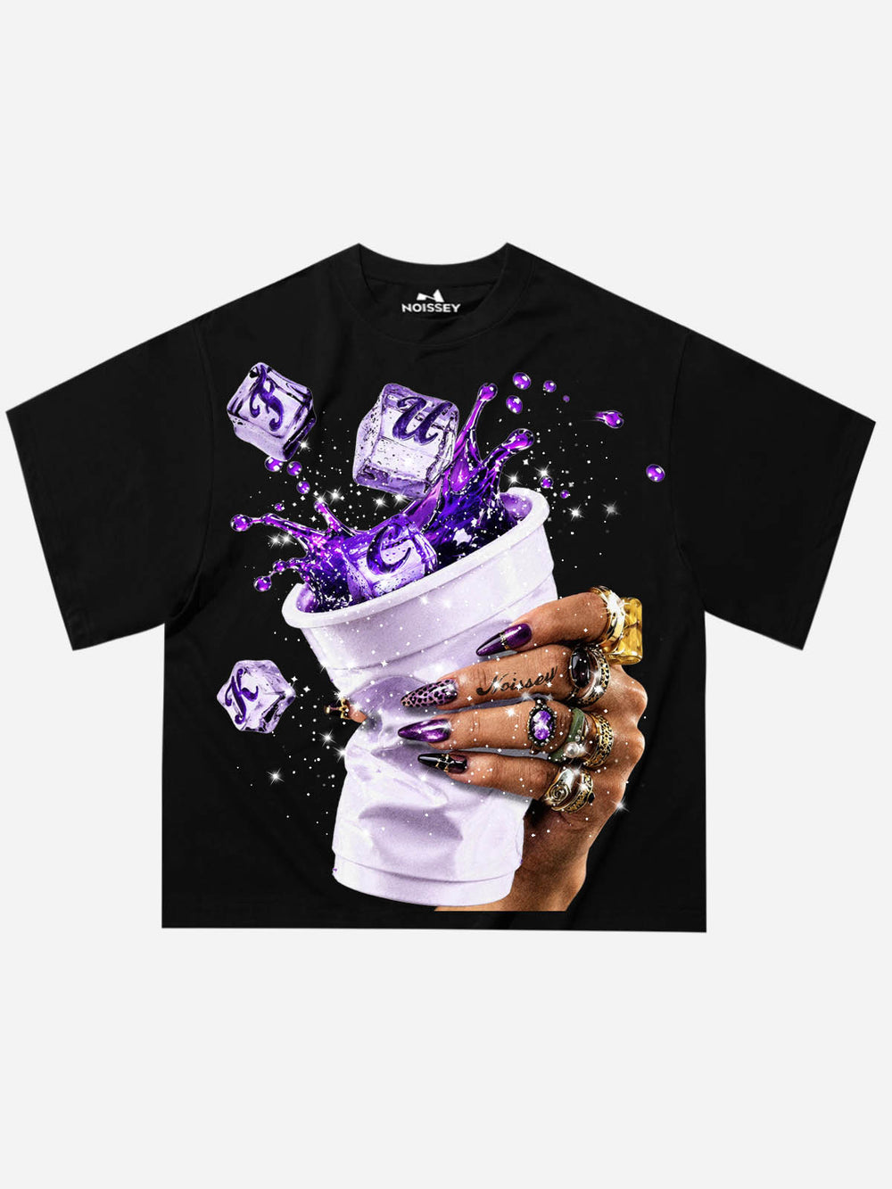 Mor Leopar Siyah Unisex Tişört