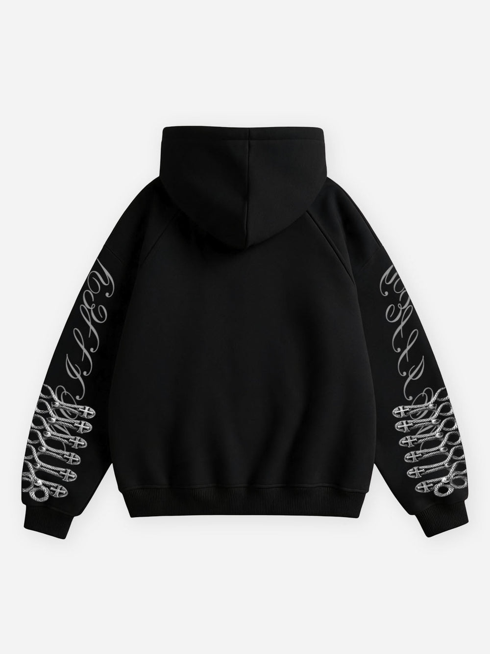 Metalik Düğüm Haç Siyah Unisex Fermuarlı Sweatshirt