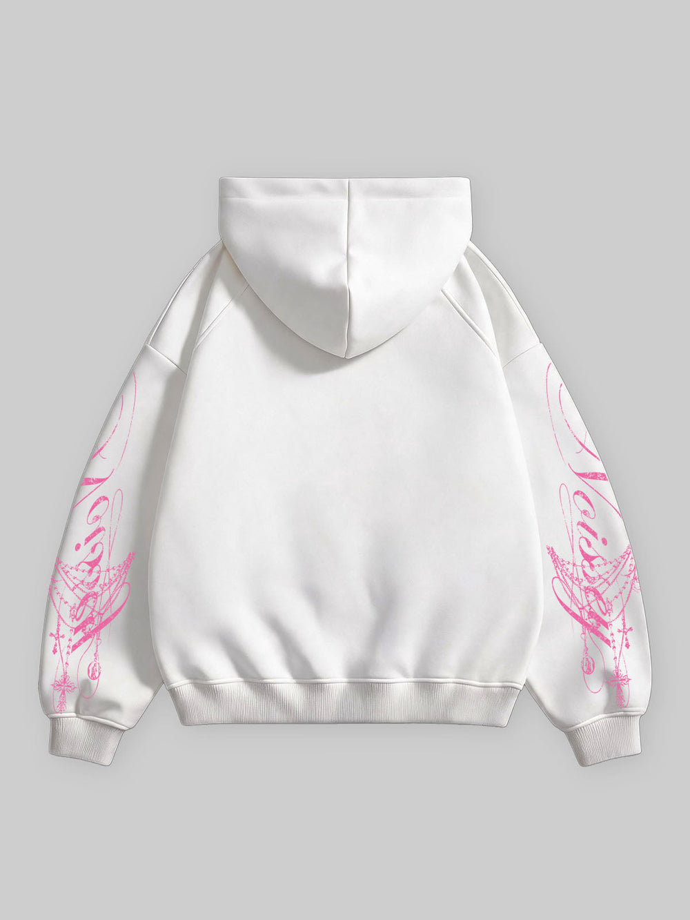 Pembe Haç Göz Beyaz Unisex Fermuarlı Sweatshirt