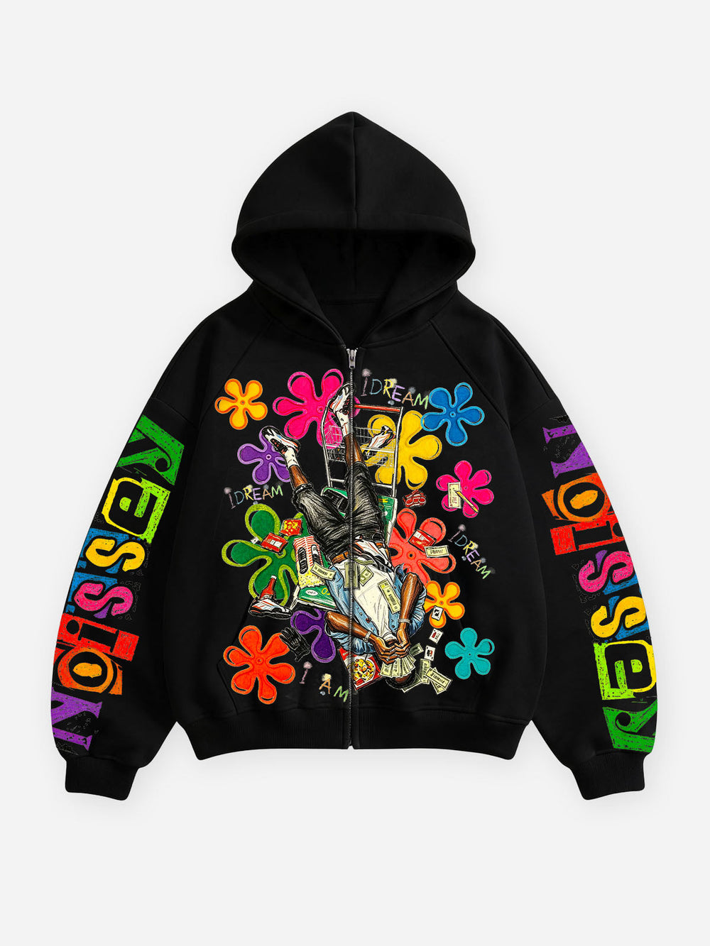 Çiçekli Hayalperest Unisex Fermuarlı Sweatshirt