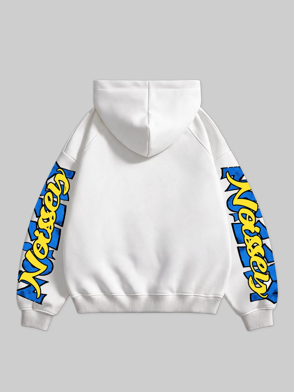 Mavi Çiçek ve Ördek Beyaz Fermuarlı Sweatshirt