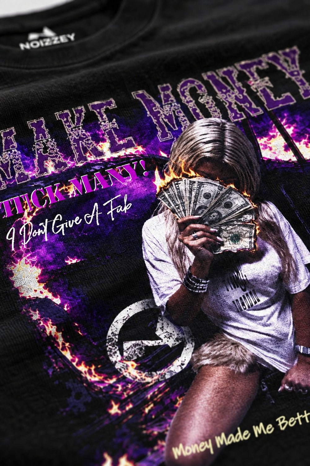 Make Money Ateş Kız Siyah Unisex Tişört