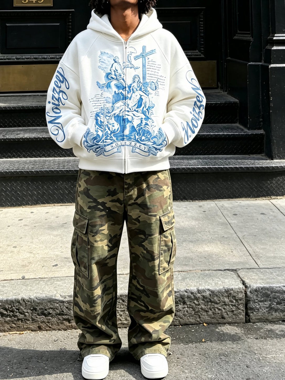 Divine Grace Siyah Unisex Fermuarlı Sweatshirt