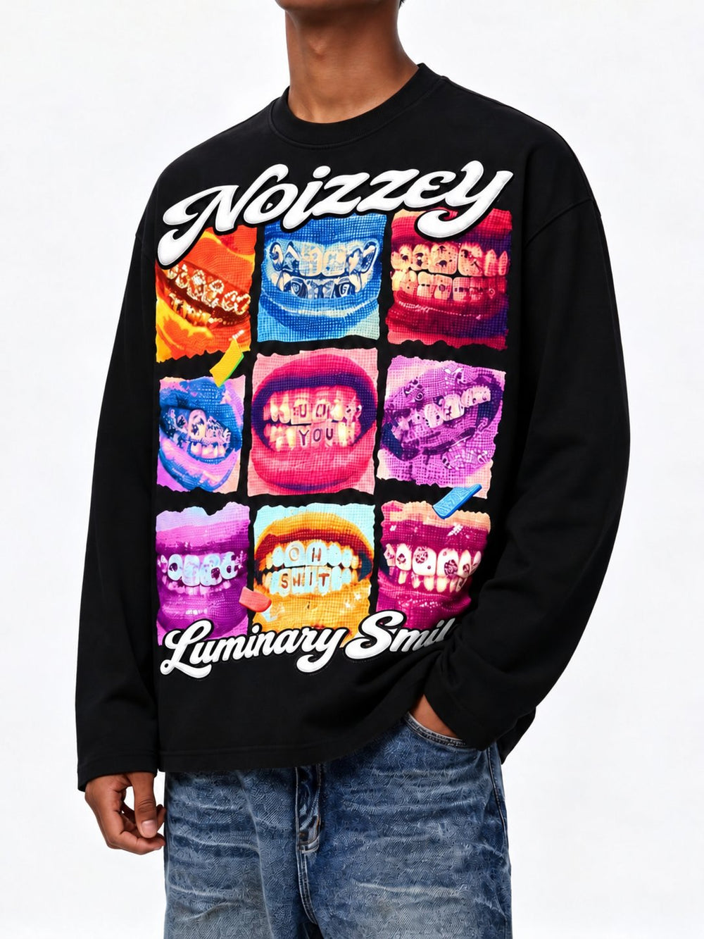 Luminary Smile Siyah Unisex Uzun Kollu Tişört