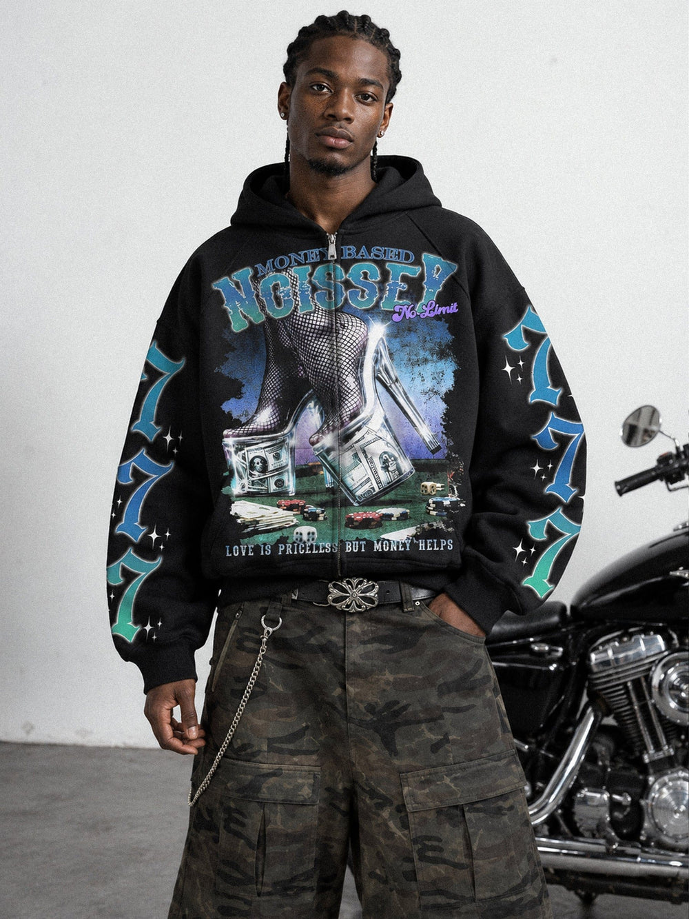 Kumarhane Siyah Unisex Fermuarlı Sweatshirt