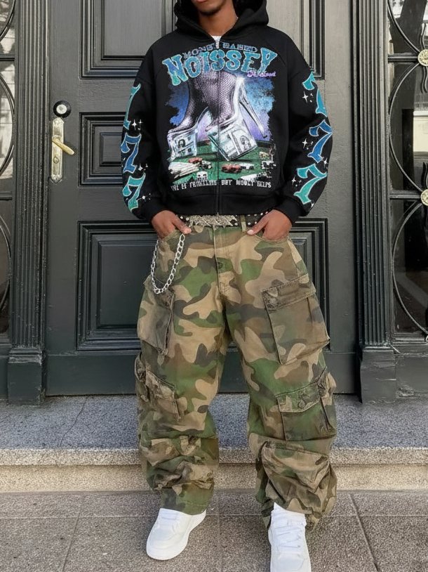 Kumarhane Siyah Unisex Fermuarlı Sweatshirt
