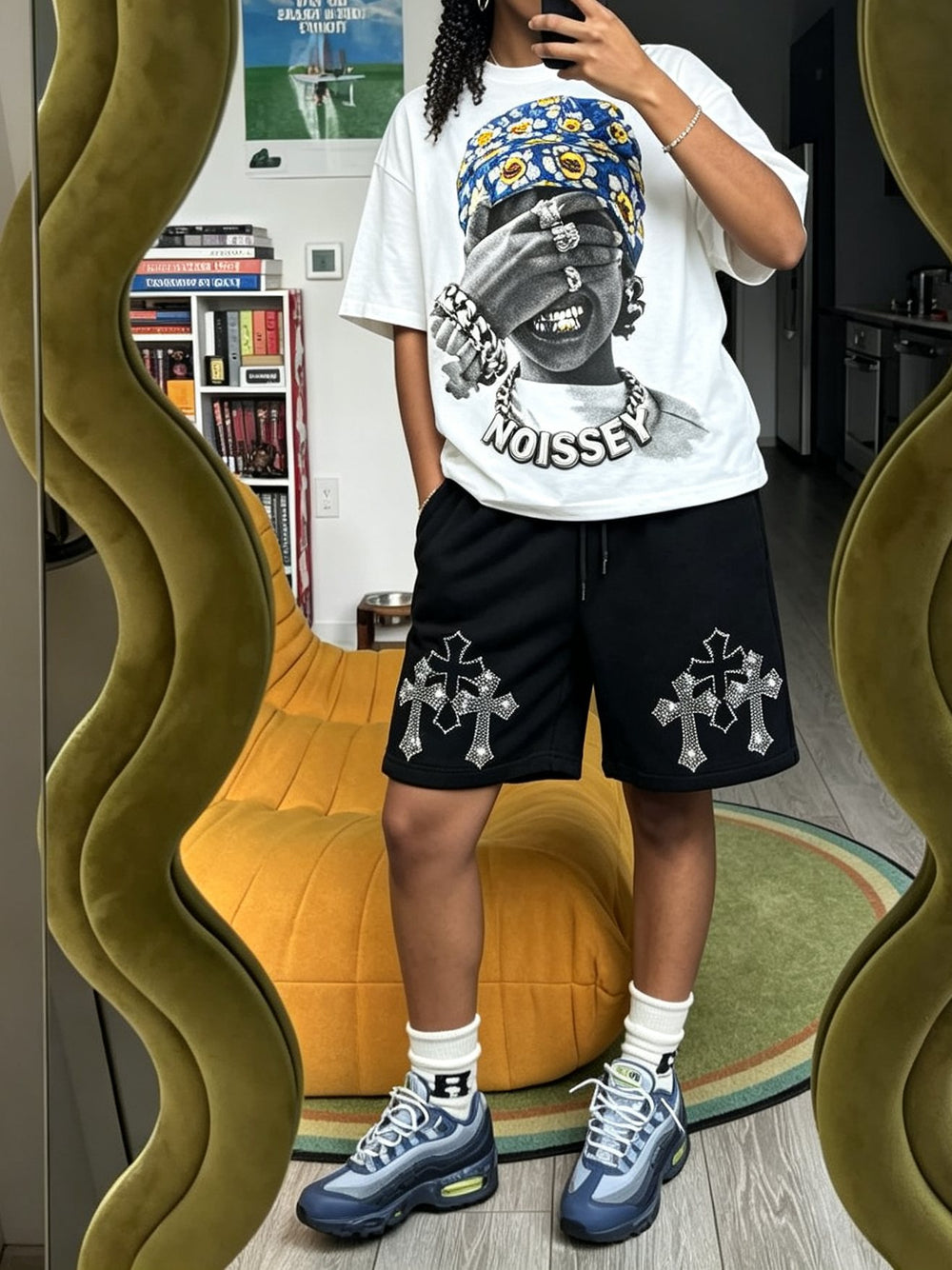 Mavi Bandanalı Çocuk Beyaz Unisex Tişört