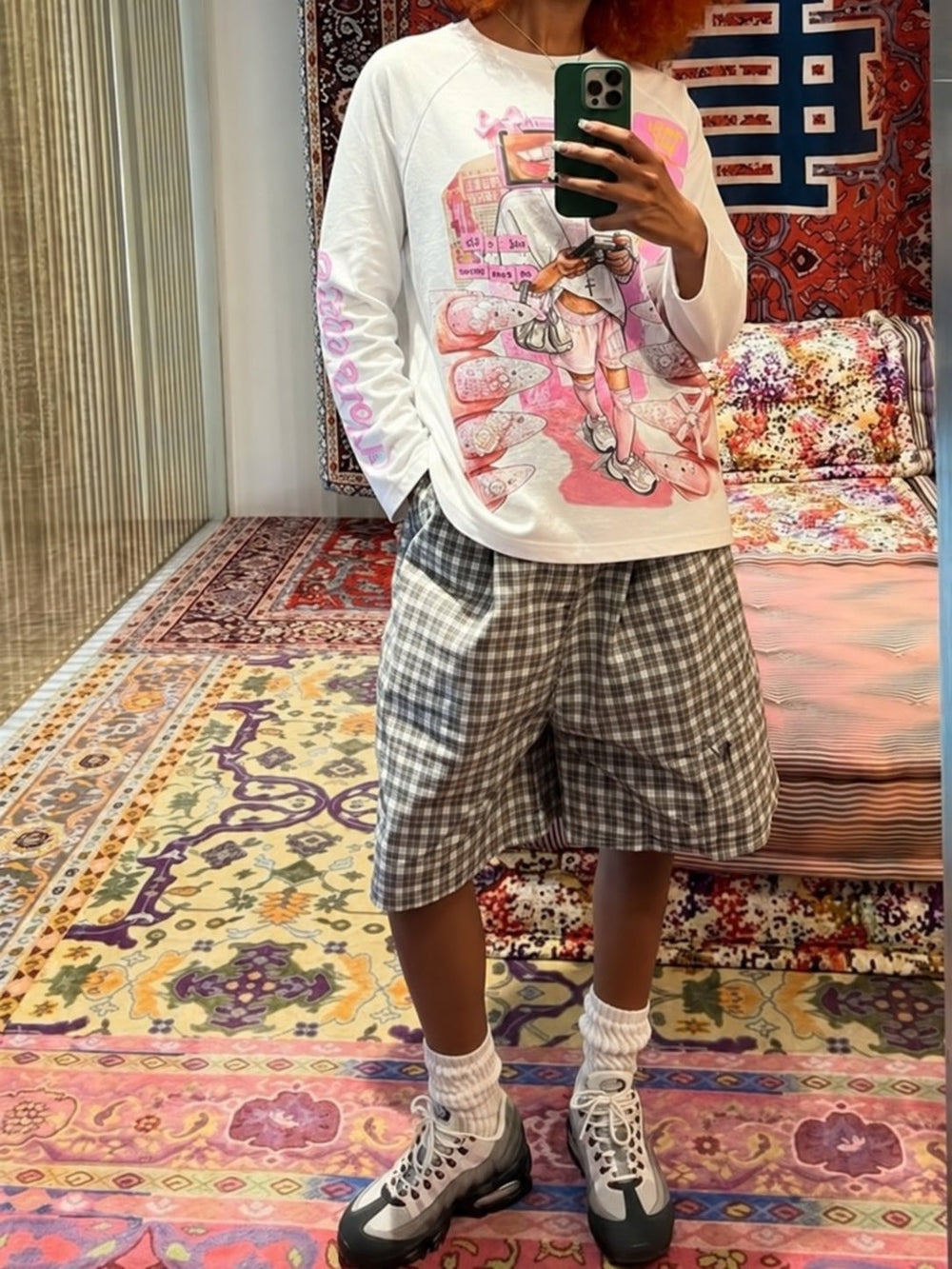 Pembe Kamera Kız Beyaz Unisex Uzun Kollu Tişört