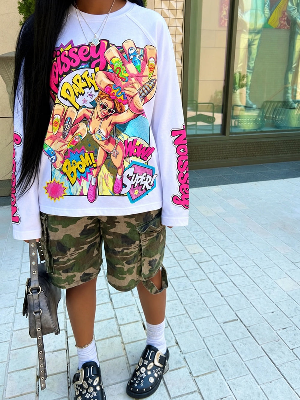 Pop Parti Kız Beyaz Unisex Uzun Kollu Tişört