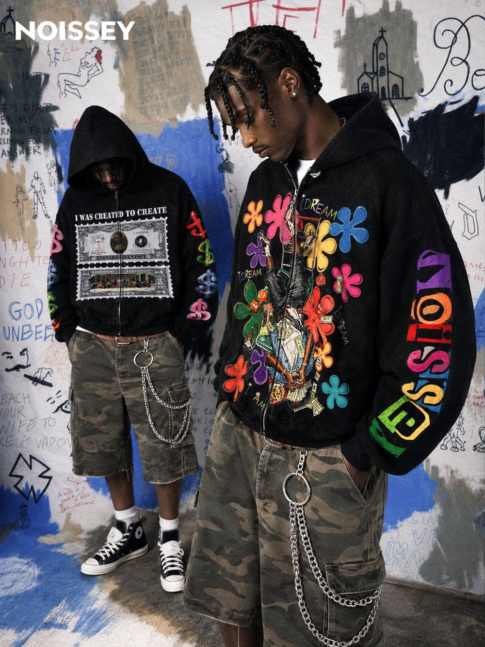 Da Vinci Dolar Siyah Unisex Fermuarlı Sweatshirt