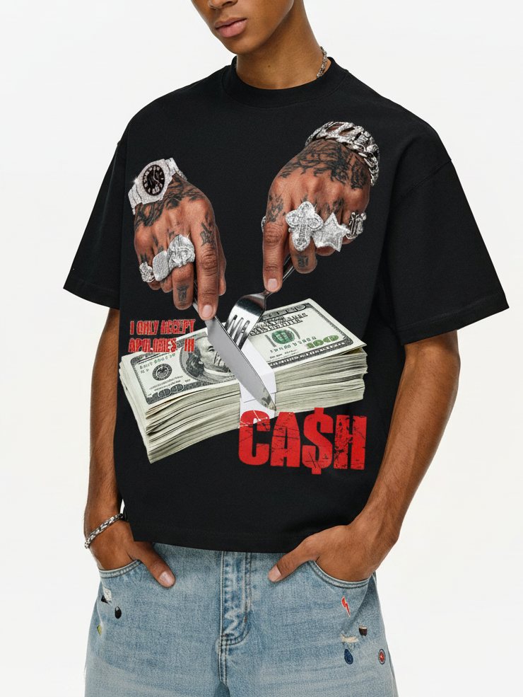 Cash Apology Siyah Unisex Tişört