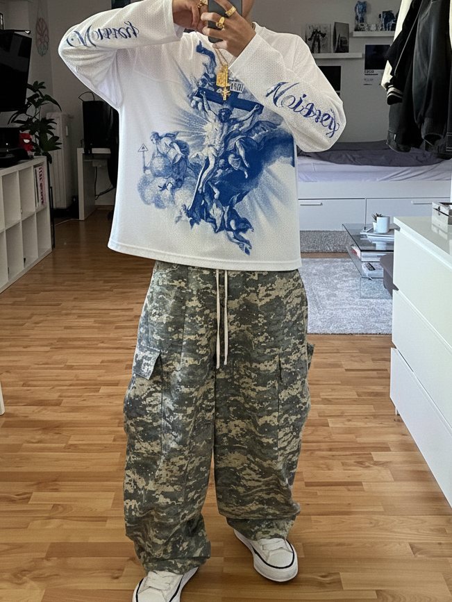 Vintage İsa Yükselişi Beyaz Unisex Uzun Kollu Tişört