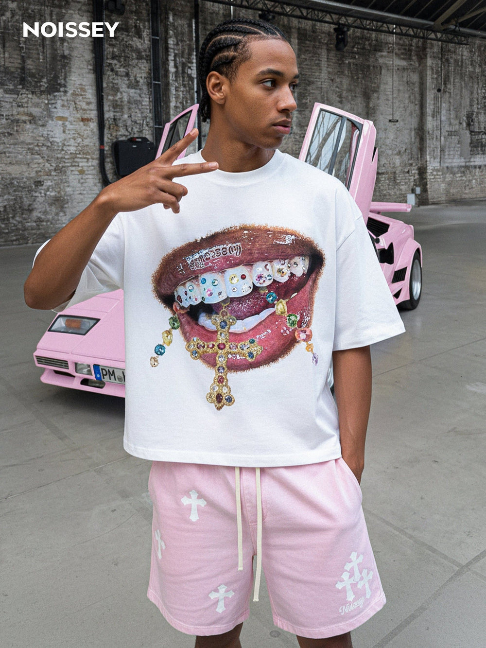 Pırlanta Haç Grillz" nletici Unisex Tişört