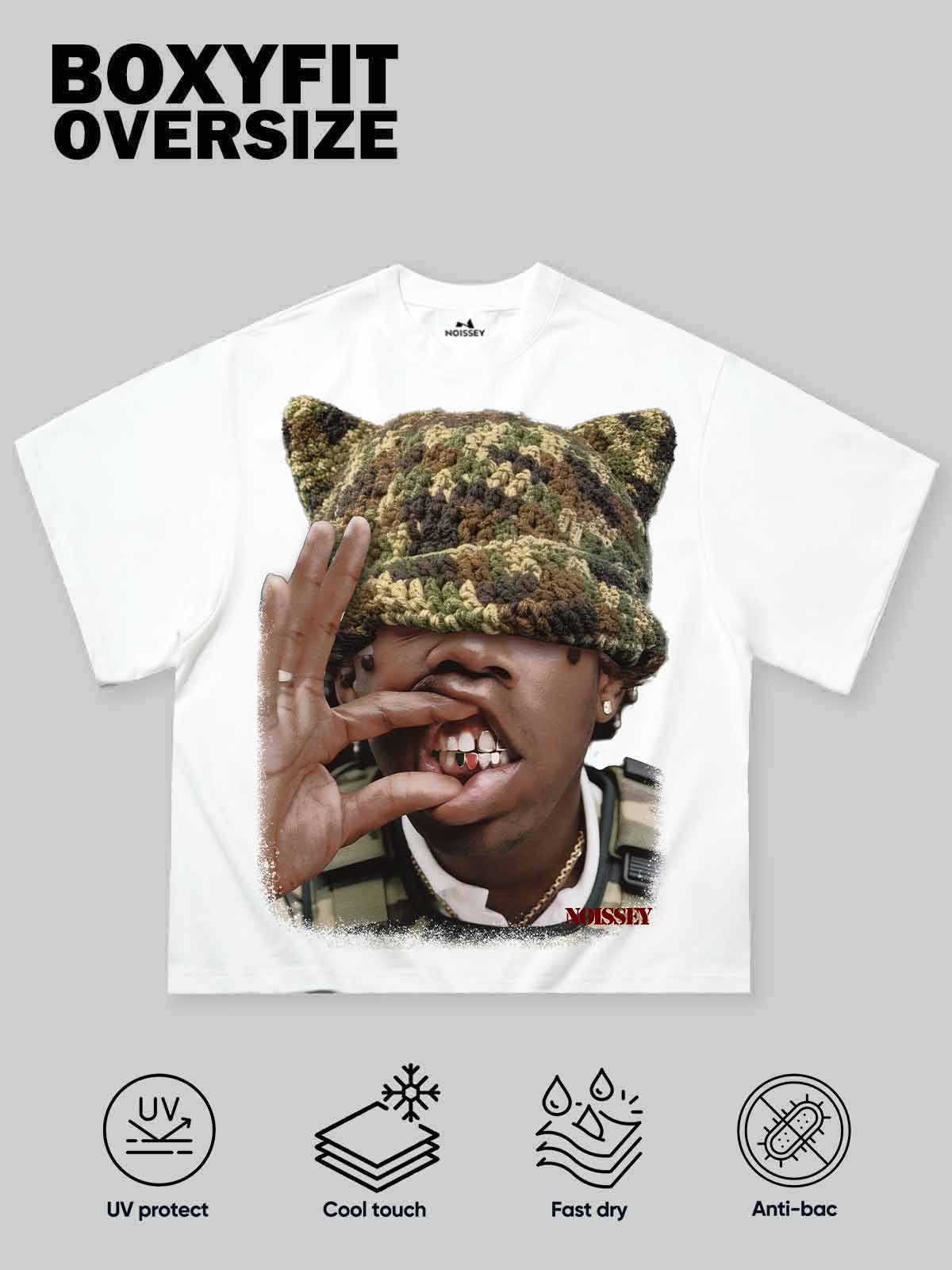 Kamuflaj Kedi Şapka Unisex Tişört