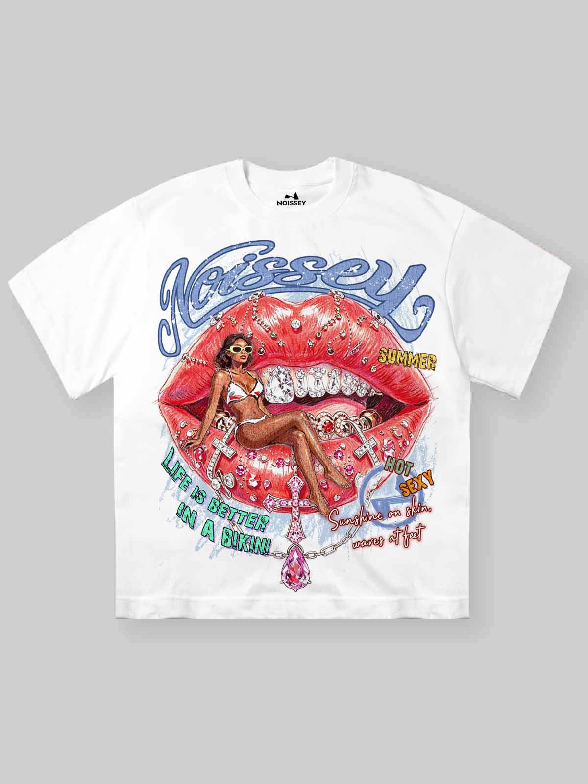 Grafiti Bikini Kız Beyaz Unisex Tişört