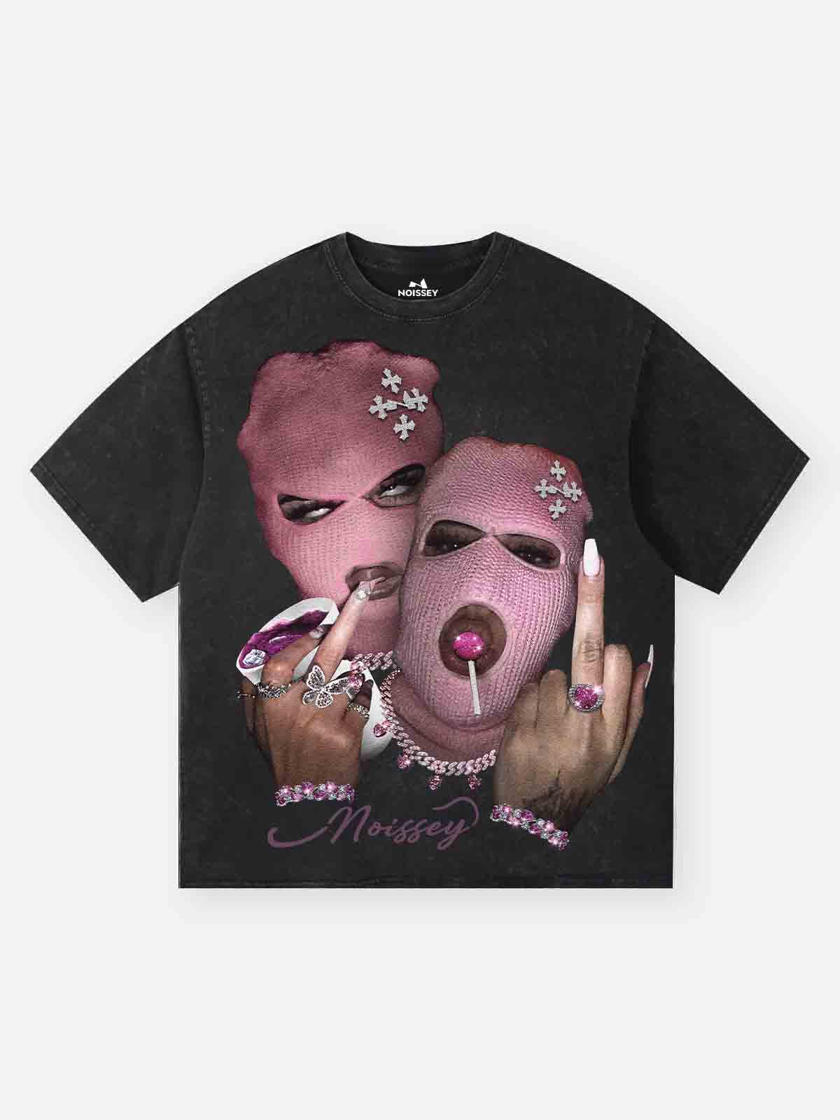 Pembe Çift Maske Unisex Tişört